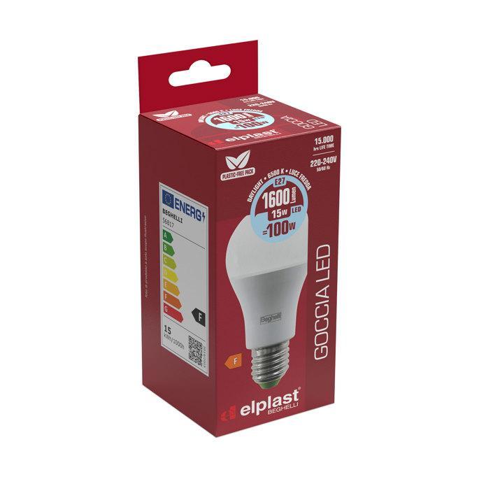 Lampadina LED Goccia E27 luce fredda 6500K 15 watt 1600 lumen Beghelli 56817