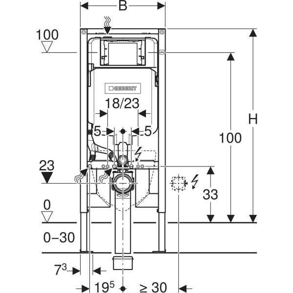 Duofix per vaso sospeso, 114 cm, con cassetta di risciacquo da incasso Sigma 8 cm Geberit 111.795.00.1